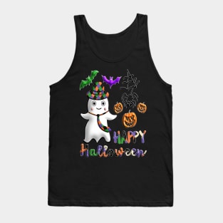 Pumpkin dad ghost Kawaii bat spider Happy Halloween violet orange black dots ribbon 3D tridimensional 320 Tank Top